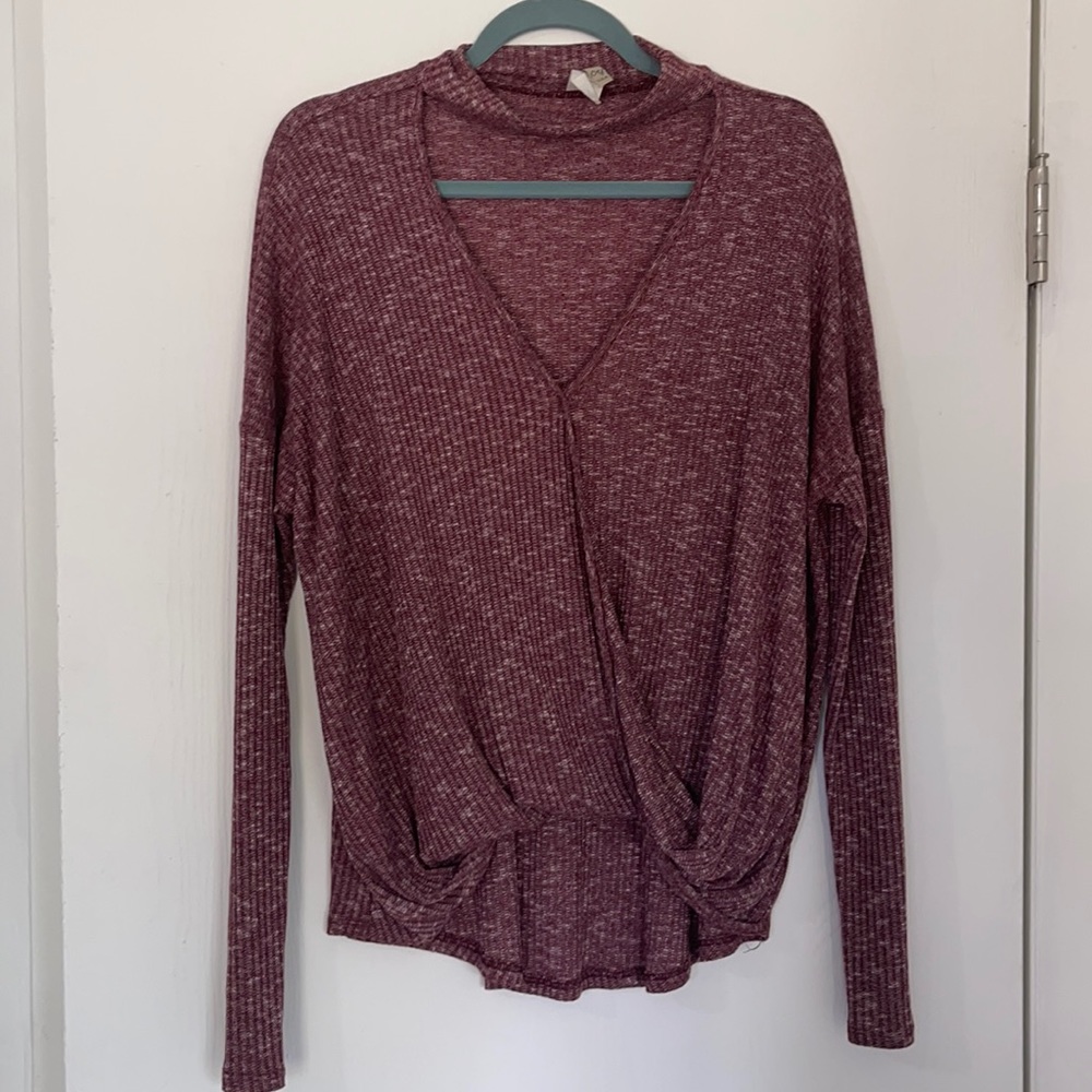 Maroon long sleeve with cut out chest